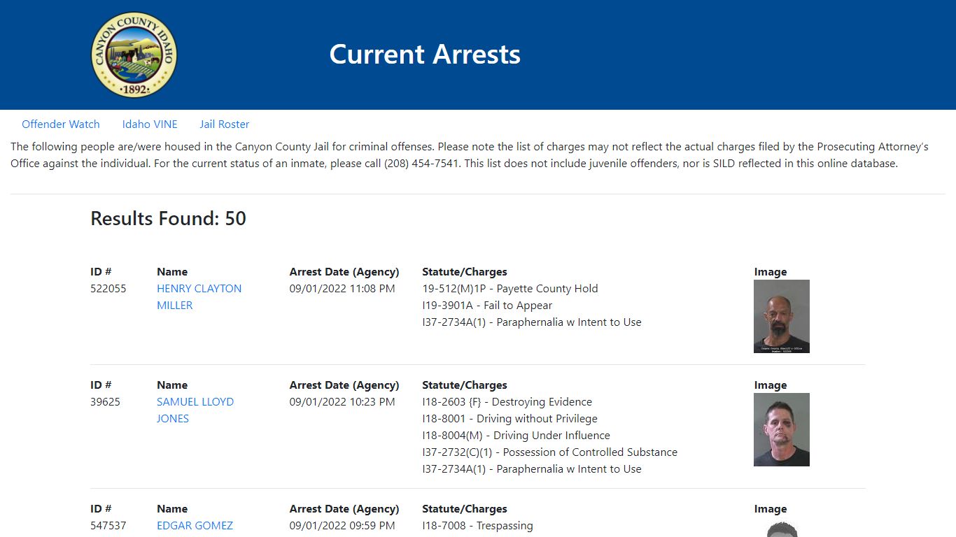 Current Arrests